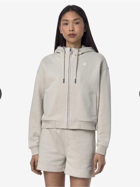 K-WAY $200 Retail ARWEN FRENCH TERRY Hoodie in BEIGE LT Size Small